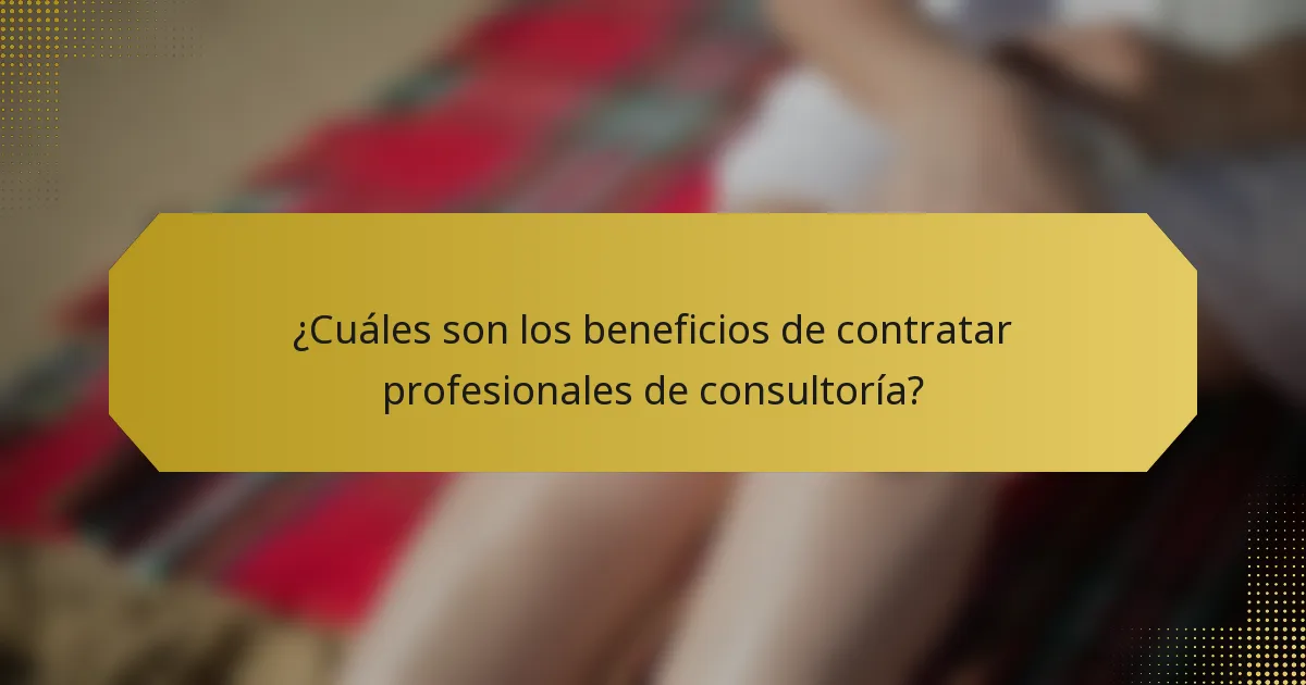 ¿Cuáles son los beneficios de contratar profesionales de consultoría?